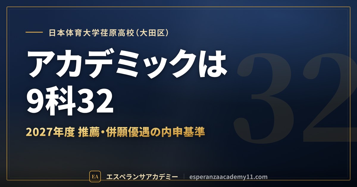 日本体育大学荏原高校(大田区) アカデミックは9科32