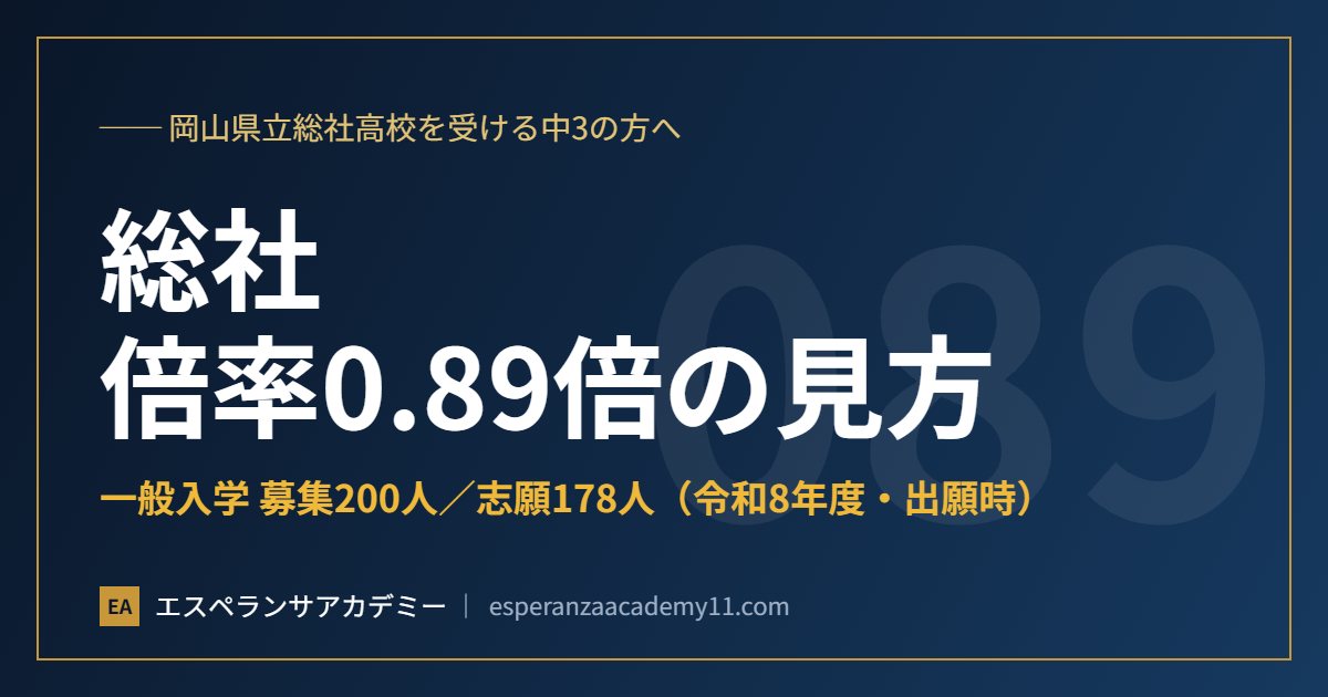 岡山県立総社高等学校 倍率0.89倍の見方