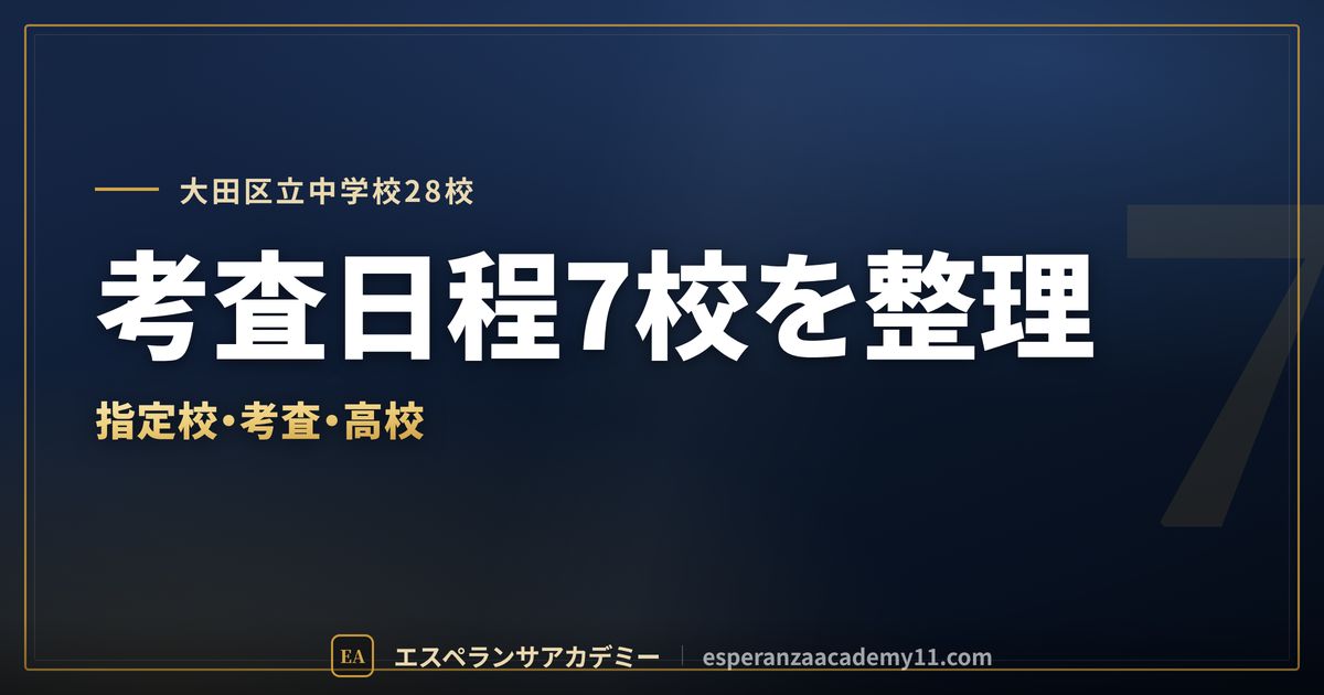 大田区立中学校28校の定期テスト対策