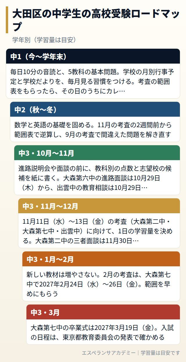 大田区の中学生の高校受験ロードマップ