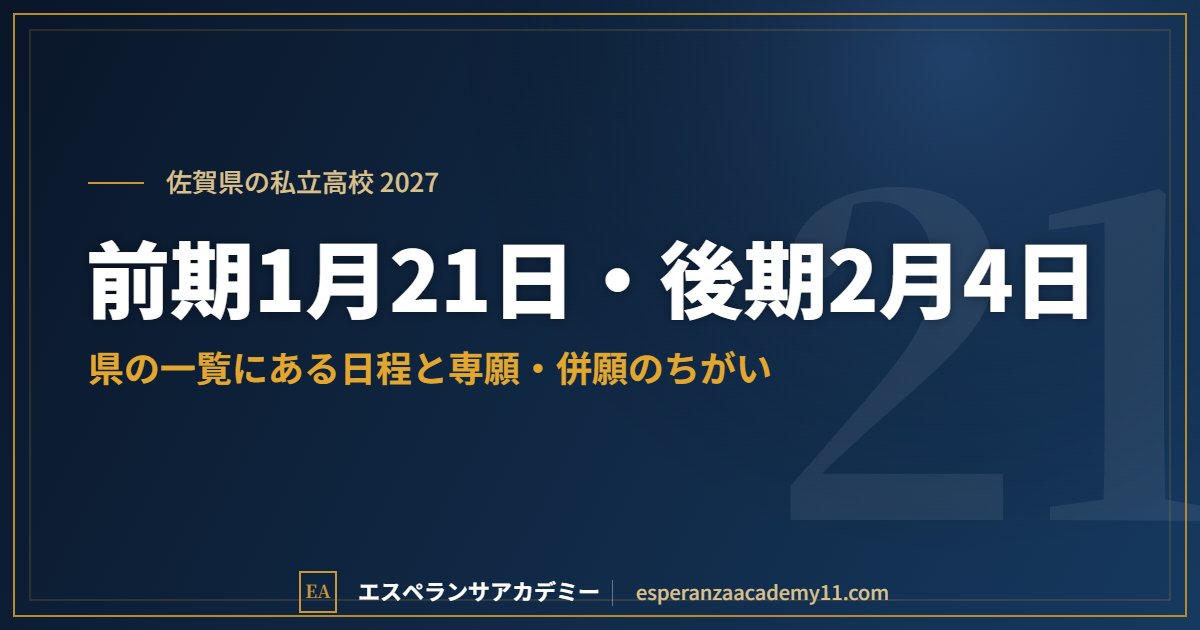 佐賀県の私立高校入試2027の見出し画像