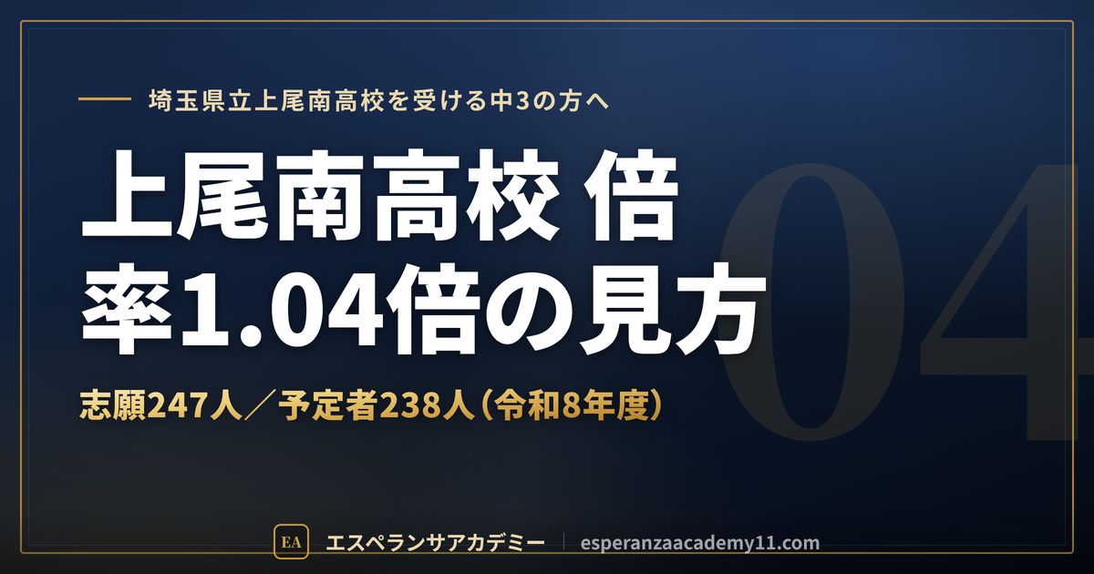 上尾南高校の倍率1.04倍の見方