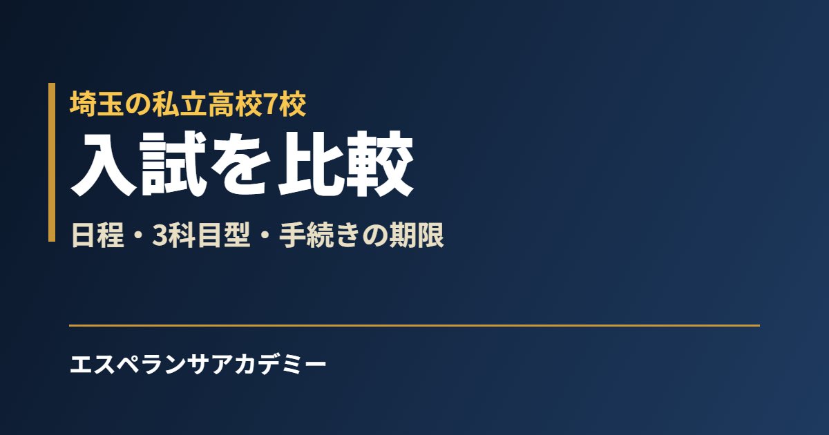埼玉の私立高校7校を比較