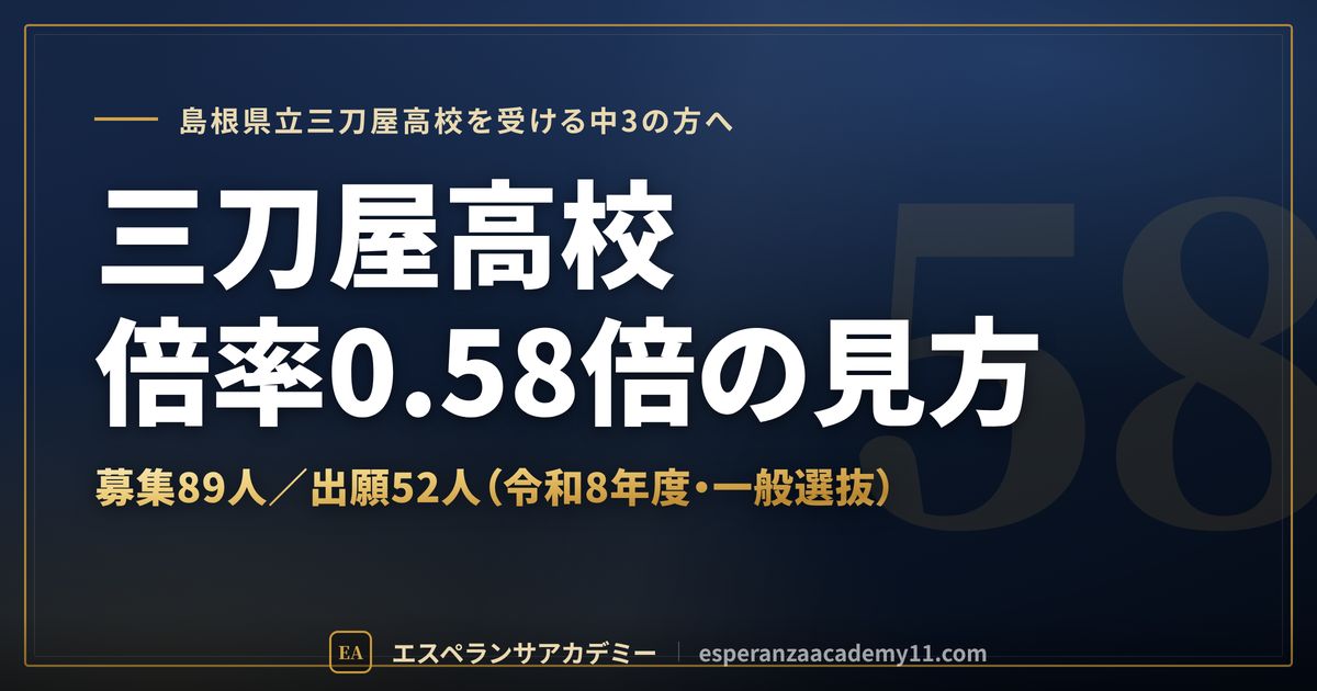 三刀屋高校の倍率0.58倍の見方