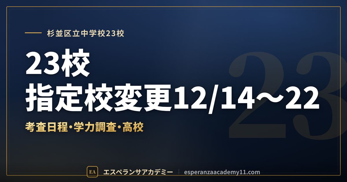 杉並区立中学校23校の定期テスト対策