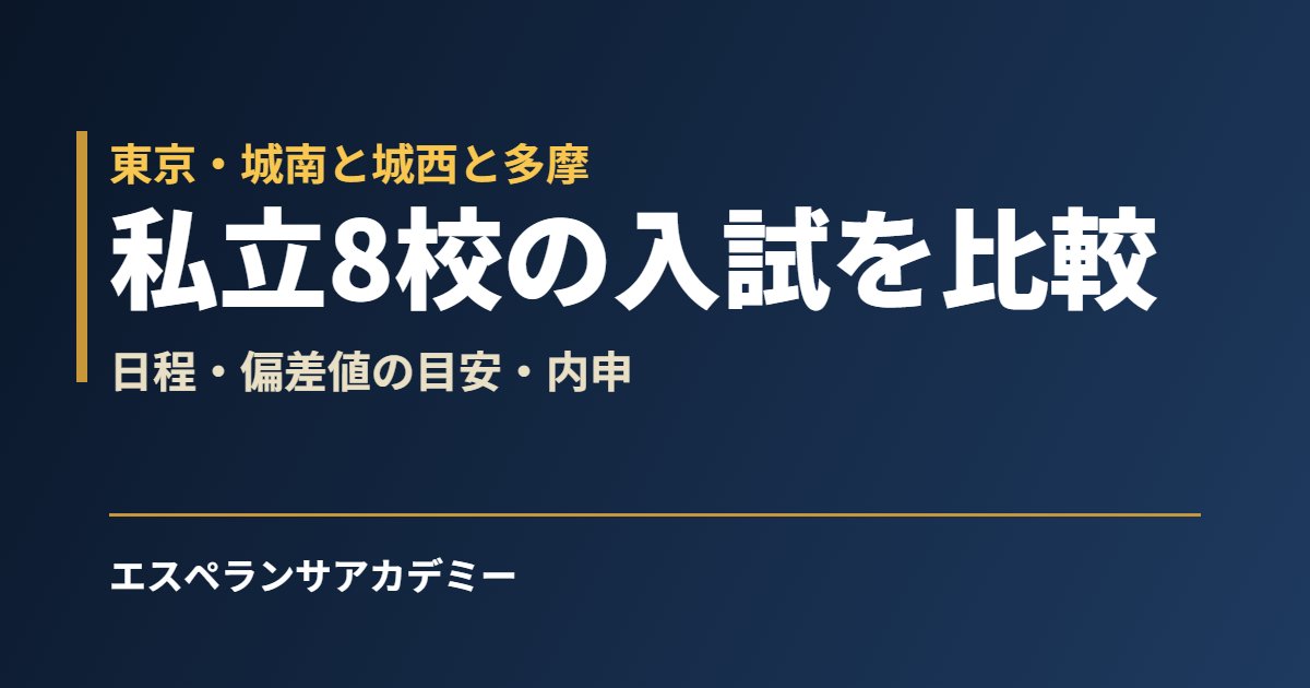 東京の城南・城西・多摩の私立高校8校を比較