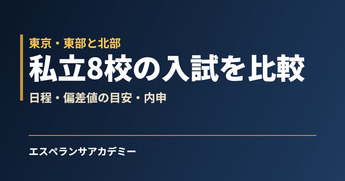 東京の東部・北部の私立高校8校を比較
