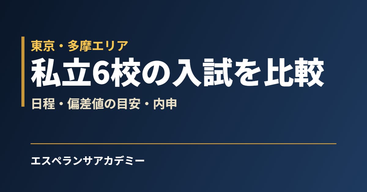東京の多摩エリアの私立高校6校を比較