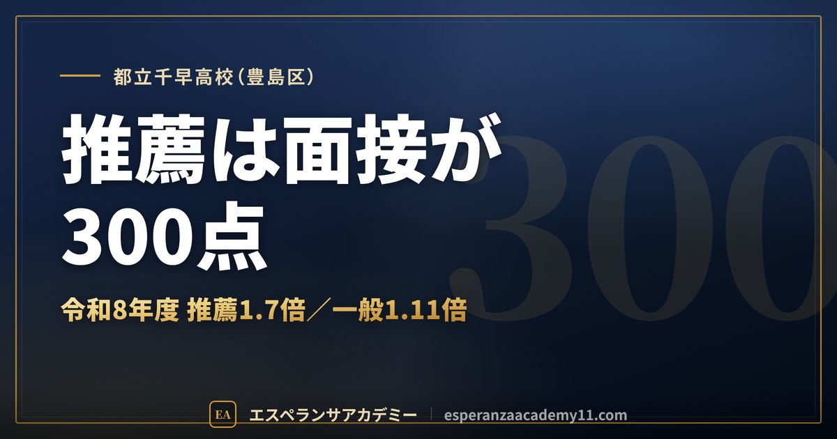 都立千早高校（豊島区） 推薦は面接が300点