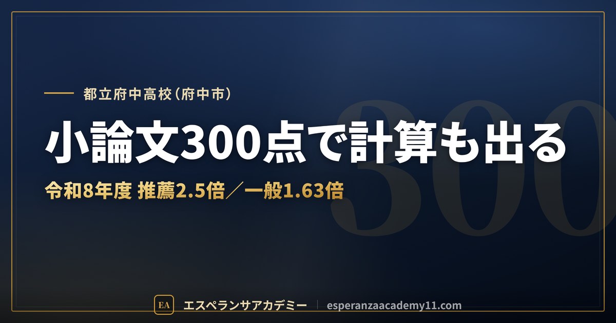 都立府中高校（府中市）｜小論文300点で計算も出る