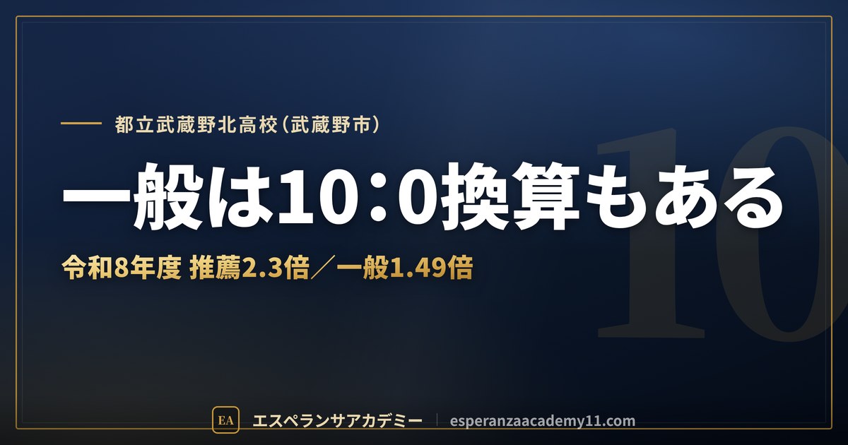都立武蔵野北高校(武蔵野市)|一般は10:0換算もある