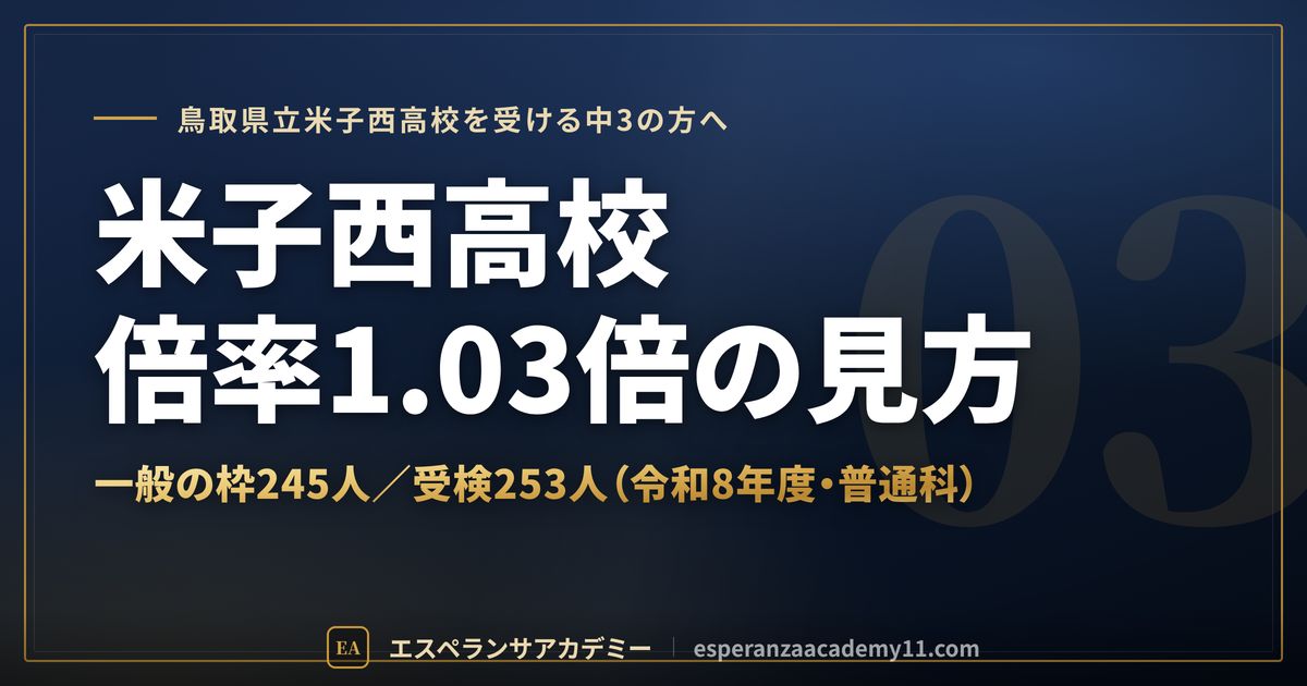米子西高校の実質競争率1.03倍の見方