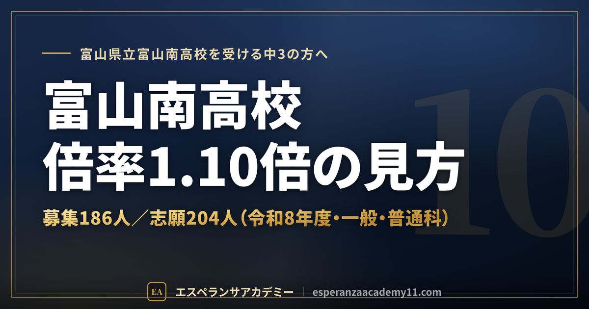 富山南高校の倍率1.10倍の見方