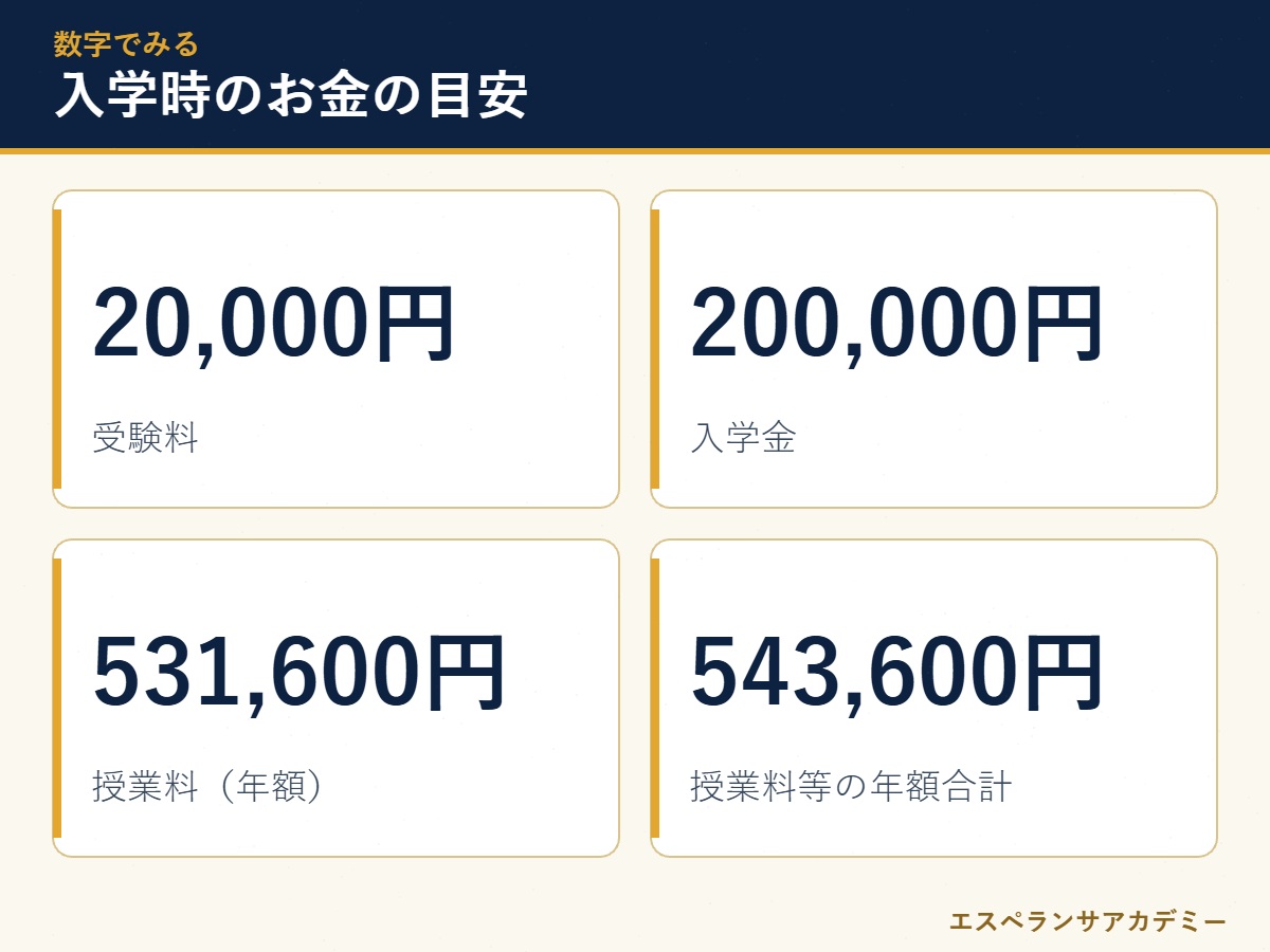 開智高校 入学時にかかるお金の数字カード