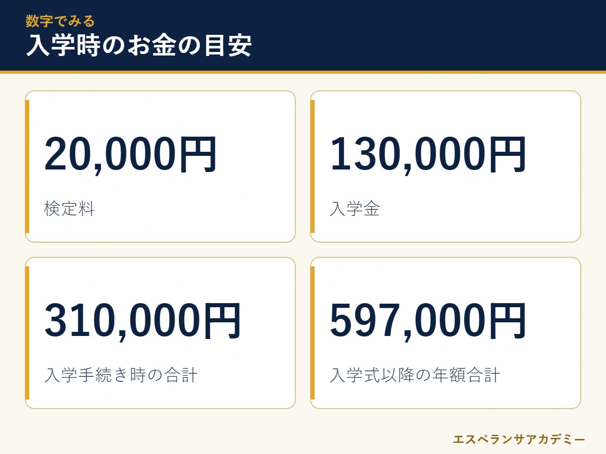 高野山高校 入学時にかかるお金の数字カード
