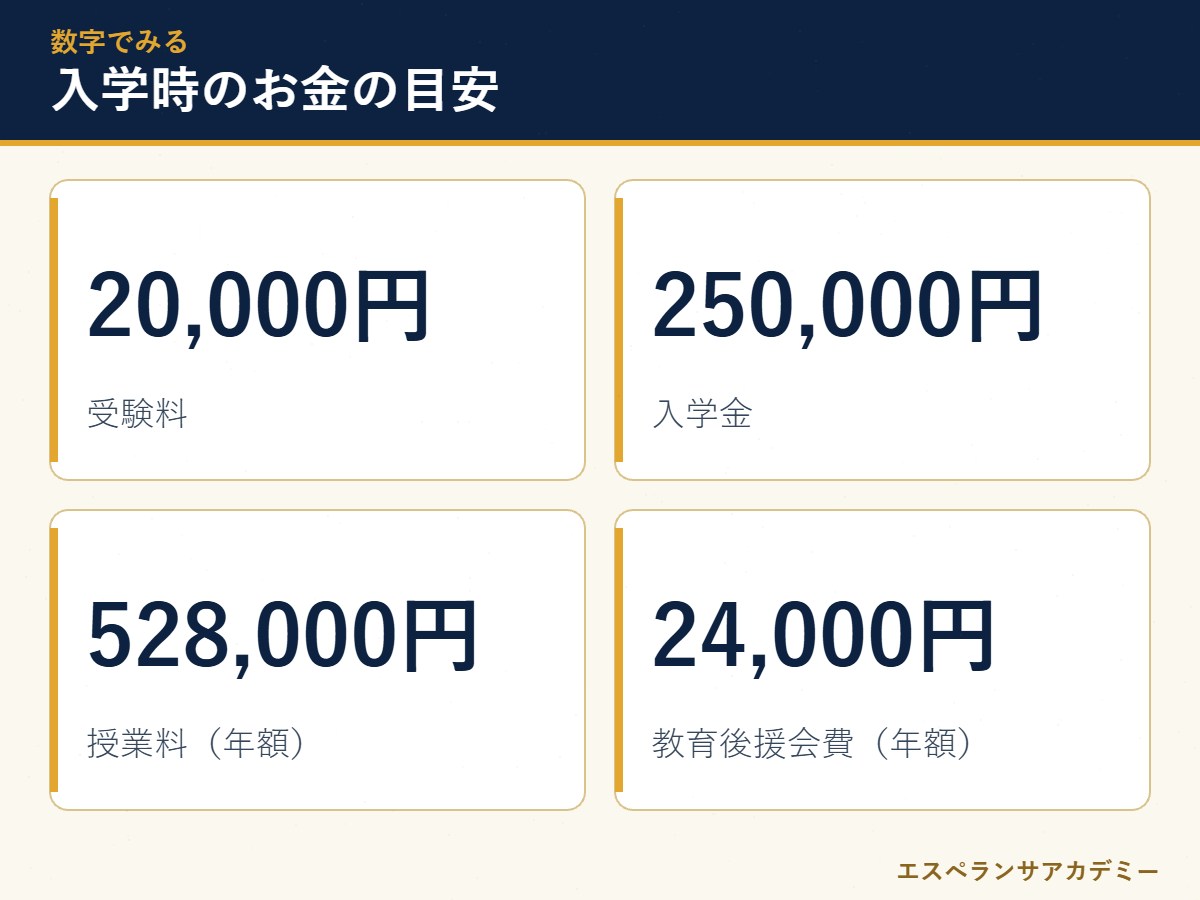 和歌山信愛高校 入学時にかかるお金の数字カード