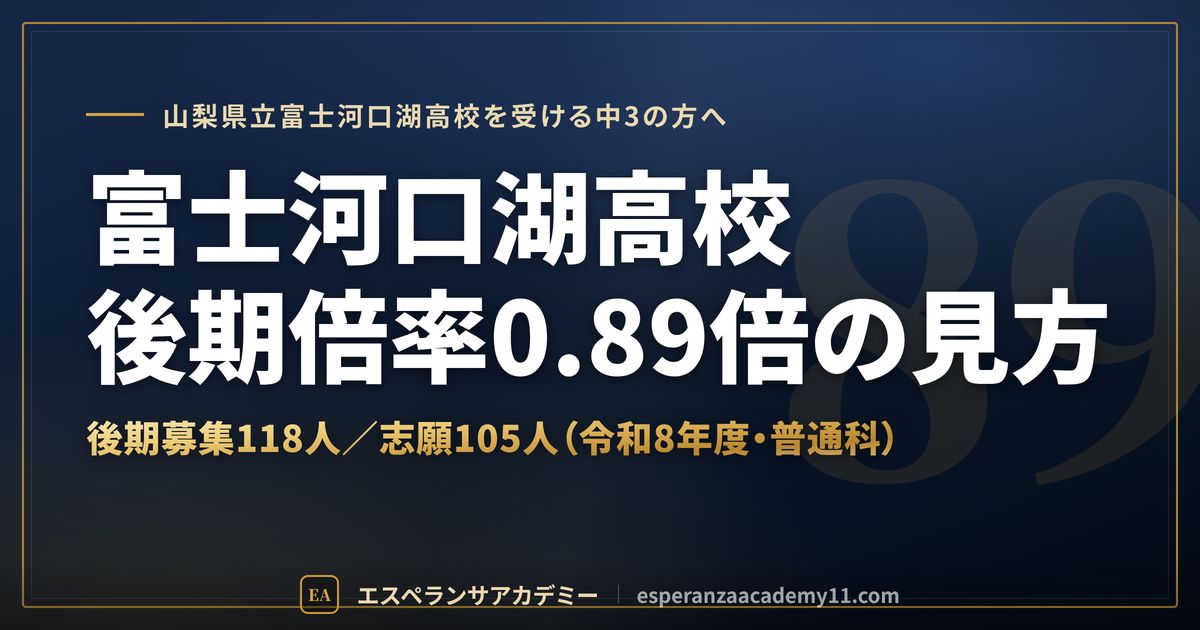 富士河口湖高校の後期倍率0.89倍の見方