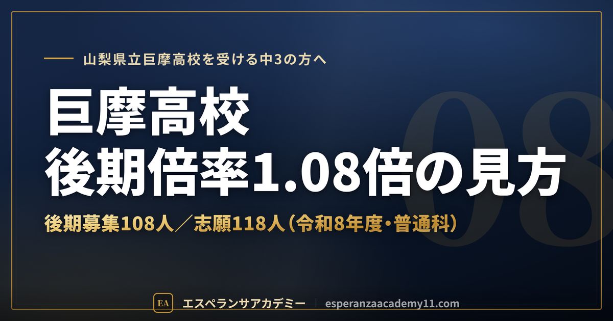 巨摩高校の後期倍率1.08倍の見方
