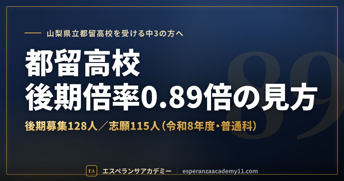 都留高校の後期倍率0.89倍の見方